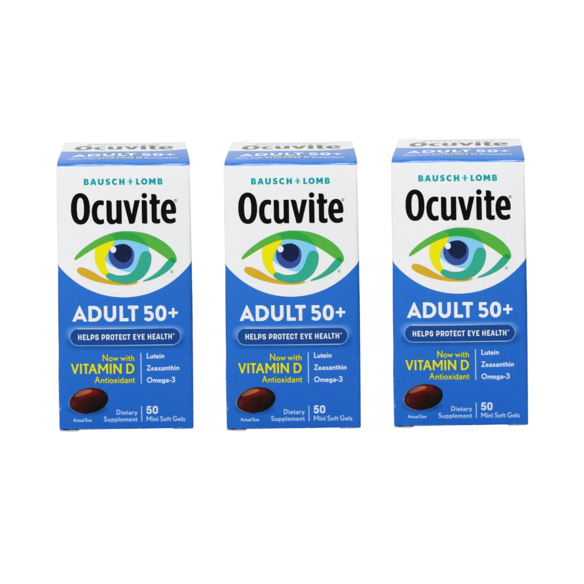 Bausch & Lomb Ocuvite Adult 50+ Eye Vitamin & Mineral Softgels 50 ea ( Pack of 3)