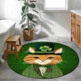 thumbnail image 4 of Area Rug 36in, St. Patrick's Day Four-leaf Kitten Floor Carpet Living Room Rug, Green Wood Board Non-Slip Welcome Mat Indoor Rugs for Bedroom Dining Room, 4 of 9