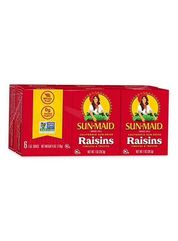 Sun-Maid Natural Raisins, 1 oz, 6 Count Regular, (Pack of 3)