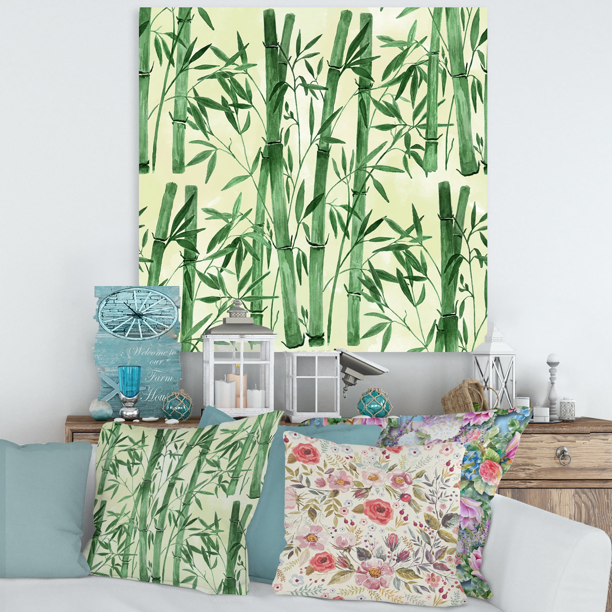 The Forest of Bamboo Branches I 30 in x 30 in Painting Canvas Art Print, by Designart