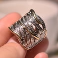 thumbnail image 3 of Dos tonos de oro chapado en anillo de circón hermoso anillo de compromiso anillo de forma retro, 3 of 8