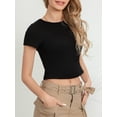 thumbnail image 3 of WIFORNT T-Shirts Courts Ajustés d'Été pour Femmes à Manches Courtes Col Rond Couleur Unie/motif Imprimé, 3 of 9