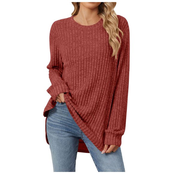 SNKSDGM White Long Sleeve Shirts for Women Cotton Black Long Sleeve Shirt Women Cropped Women's 2026 Fashion Long Sleeve Tops Casual Round Neck Ladies Lightweight Top M