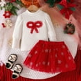 thumbnail image 5 of REgarm Christmas Toddler Baby Girl Outfit Long Sleeve Pullover Sweatshirt and Tutu Skirt 2 Piece Outfits Kids Clothing Set Party Dress 3-4 Years,Red, 5 of 6