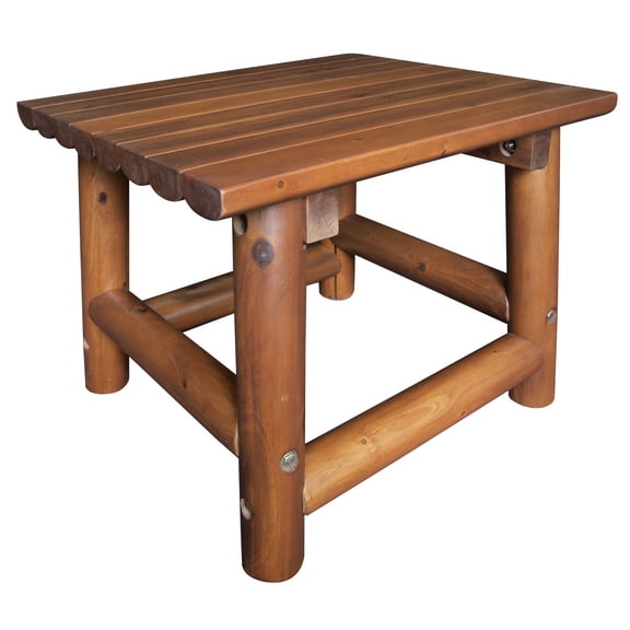 Leigh Country TX 36010 Amber-Log Adult Outdoor Rectangular Patio End Table - Brown