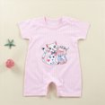 thumbnail image 2 of KPOPLK Baby Girl Clothes Infant Newborn Girl Outfits Summer Clothes Romper Short Sleeve Crewneck One -Piece Size 3-6 Months,Pink, 2 of 6