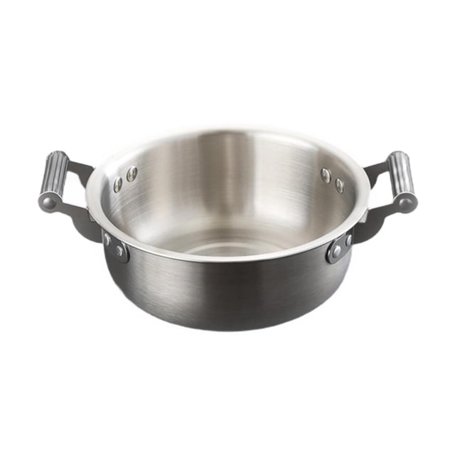 Olla para cocinar ramen coreano, utensilio de cocina, acero inoxidable, doble asa, instantánea 20 centímetros