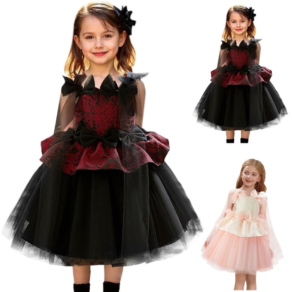LYHaoo Girls Halloween Dresses, Kids Tulle Dress With Cape Party Everyday Wear(18-24 Months)