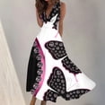 thumbnail image 2 of Drses Sleeveless Dress for Women Summer Women's Fashionable Sleeveless V-neck Printed Large Hem Dress Sundress for Women 2024, 2 of 5