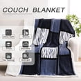 thumbnail image 3 of Sherpa Blanket Fleece Throw Blanket Twin Plaid Thick Bed Blanket Soft Warm Cozy Throw Blanket \u201d* \u201d Zebra-Blue 50"x60", 3 of 8