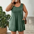 thumbnail image 6 of Fanxing Green Women's Plus Size Shorts Jumpsuits Dressy Rompers Casual Sleeveless Suspender Jumpsuit Overalls with Pocket XL, 6 of 8
