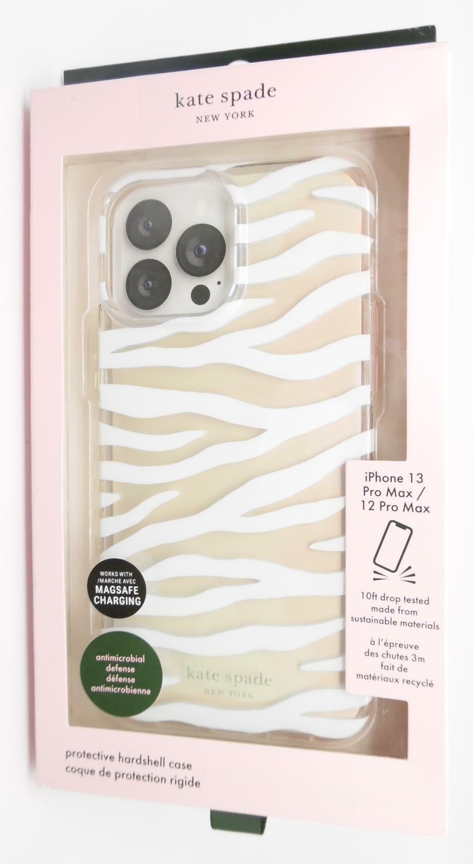 Kate Spade New York Hard Case for iPhone 13 Pro Max/12 Pro Max - White  Zebra 