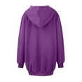 thumbnail image 4 of Fshiont Long Zip Up Hoodie Women Fleece Lined Oversized Tunic Sweatshirt Drop Shoulder Knee Length Fall Winter Hooded Jacket Purple L, 4 of 6