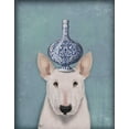 thumbnail image 2 of Fab Funky 15x18 White Modern Wood Framed Museum Art Print Titled - English Bull Terrier with Blue Vase, 2 of 4