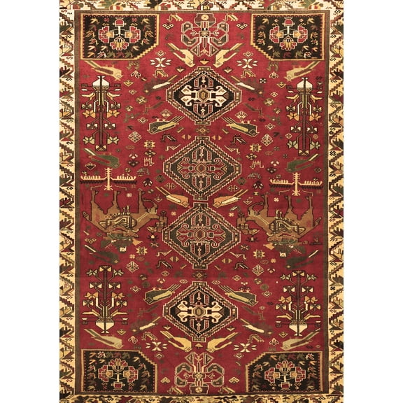 Ahgly Company Indoor Rectangle Persian Brown Traditional Area Rugs, 5' x 7'