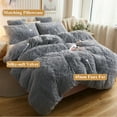 thumbnail image 2 of XeGe 3 Piece Fluffy Faux Fur Duvet Cover Set Queen, Luxury Ultra Soft Velvet Shaggy Plush Bedding Set, Fuzzy Comforter Cover with 2 Furry Pillow Cases, Zipper Closure, Queen Size, Light Grey, 2 of 7