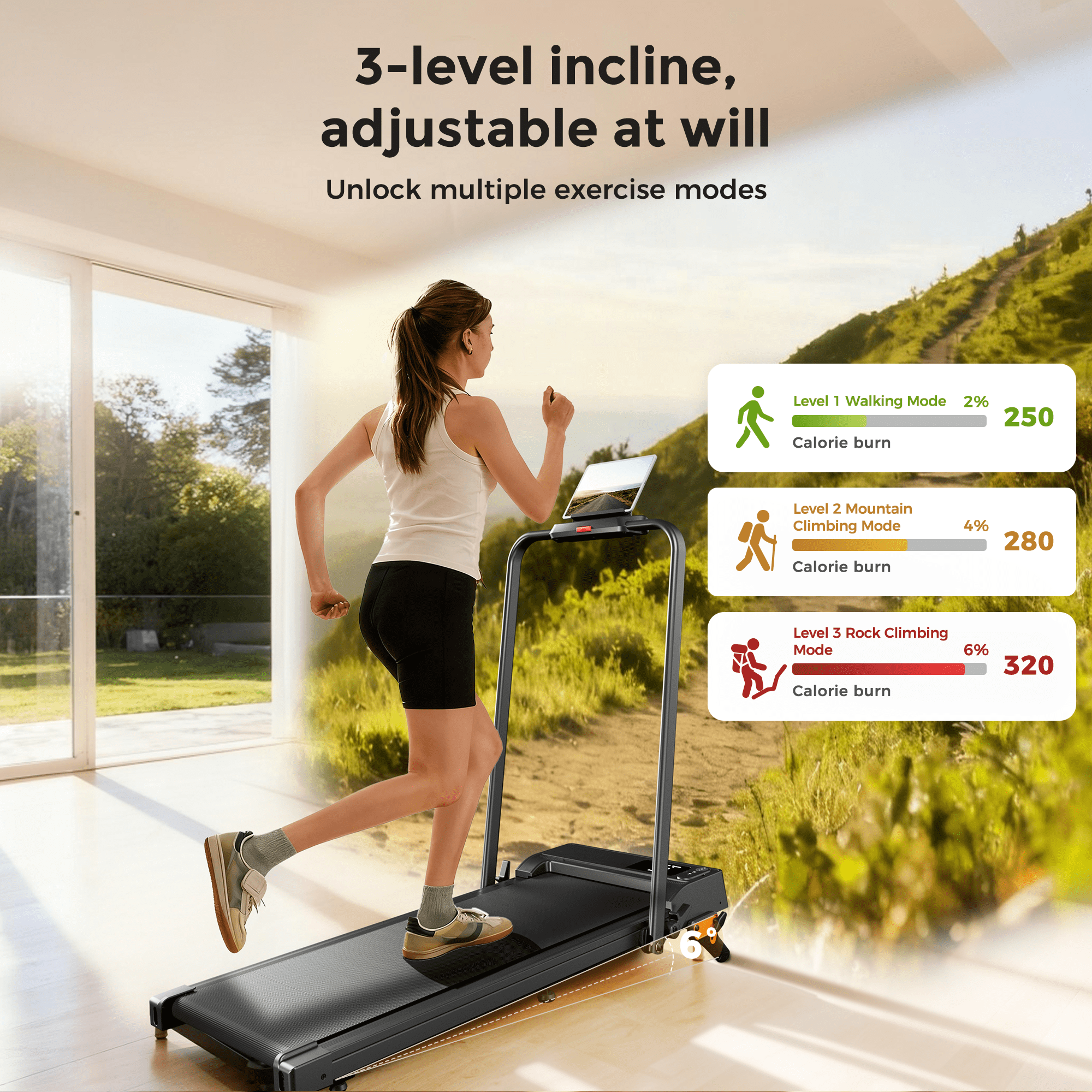 Folding Treadmill with Incline, 2 in 1 Portable Walking Pad with Handle Bar for Home and Office, 2.5 HP Quiet Walking Jogging Running Machine with Remote Control, LED Display