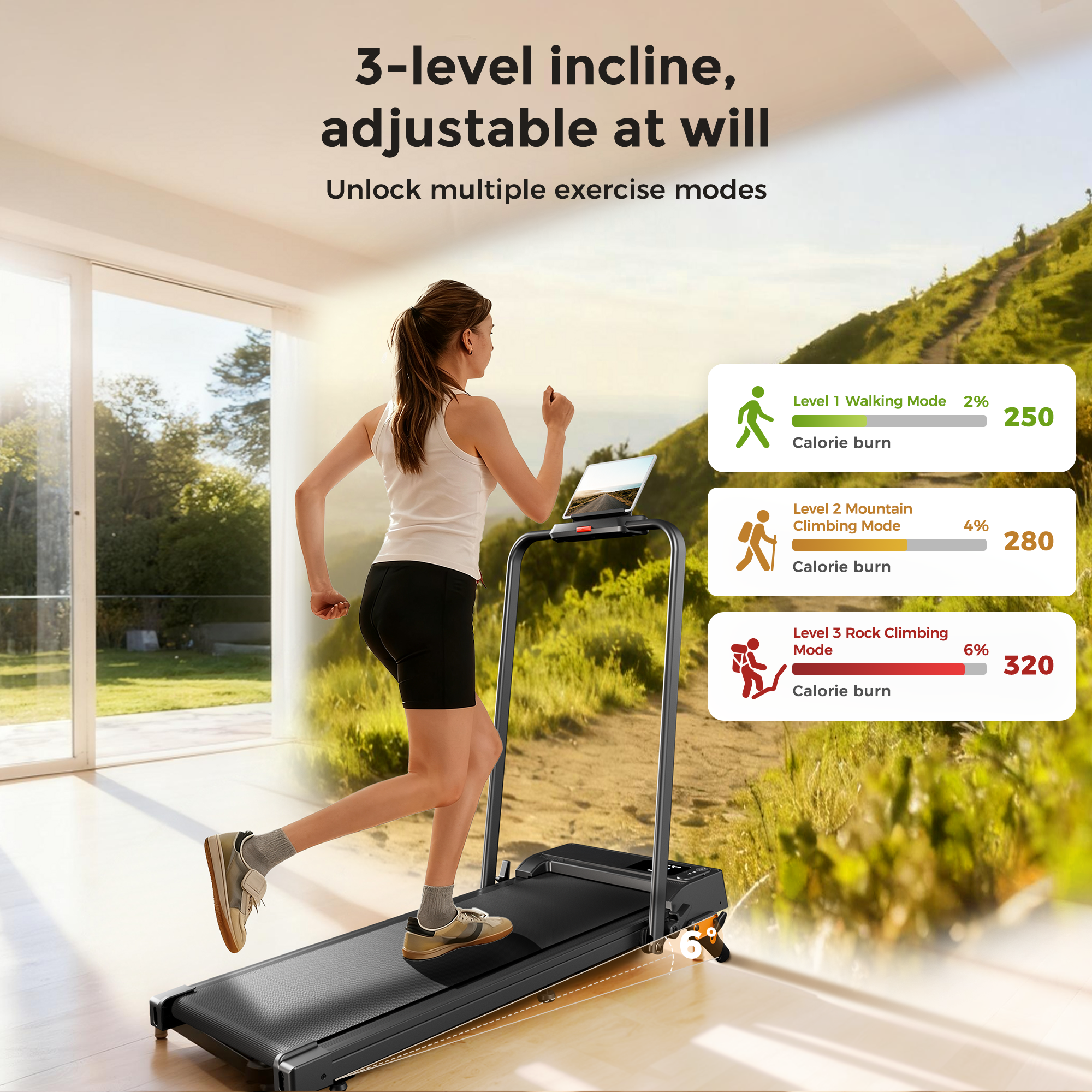 Patbrela 2-in-1 Foldable Treadmill with 3-Level Incline photo 3