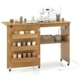 thumbnail image 1 of Patiojoy Table de Machine à Coudre avec Station de Recharge Armoire de Couture Pliable avec Roulettes Verrouillables Naturel, 1 of 10