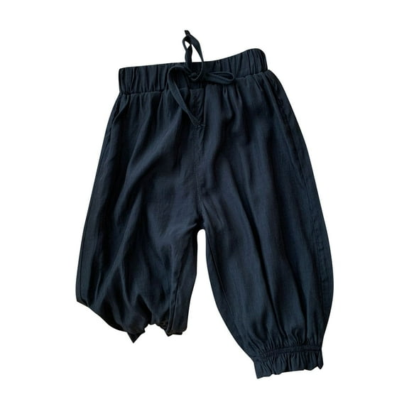 Ruyang Cotton Linen Harem Bloomers Pants for Baby and Toddler Summer Solid Color Loose Pants Baby Casual Pants 1-6 Years