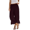 thumbnail image 2 of Pounoo Womens Capri Pants Drawstring Waist Cropped Length Floral Embroidered Hem Trim Capris Relaxed Fit Casual Summer Lightweight Womens Casual Cropped Trousers, 2 of 6