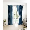 thumbnail image 4 of Fsddascl Abstract Blue Moire Blackout Curtains for Bedroom/Living Room, Thermal Insulated Kitchen Curtains, Gradient Coastal Ocean Geometric Waves Grommet Darkening Window Treatment Drapes 52"x84"x2, 4 of 8
