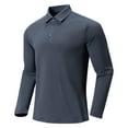 thumbnail image 5 of Afdoent Mens Polo Shirts Solid Color Lapel Button Open Neck Line Male Leisure Loose Comfortable Business Sports Long Sleeve Shirt Comfortable, 5 of 9