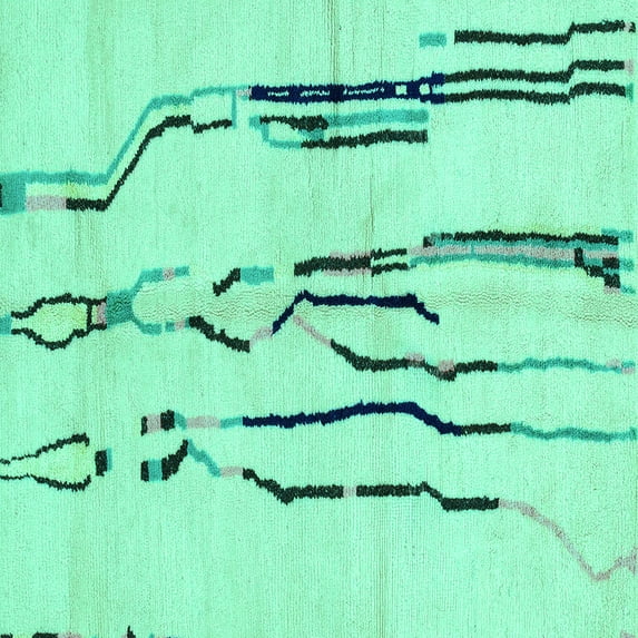 Ahgly Company Indoor Square Solid Turquoise Blue Modern Area Rugs, 6' Square