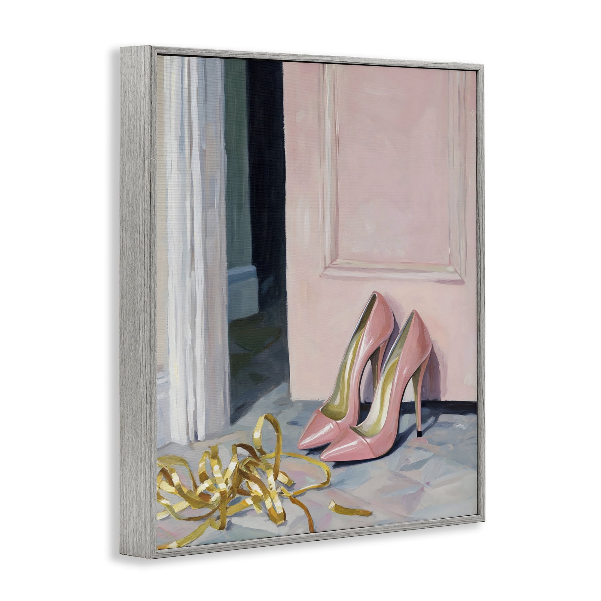 Stupell Industries Pink High Heels & Tinsel Gray Framed Giclee Art, design by The Prints Vibe
