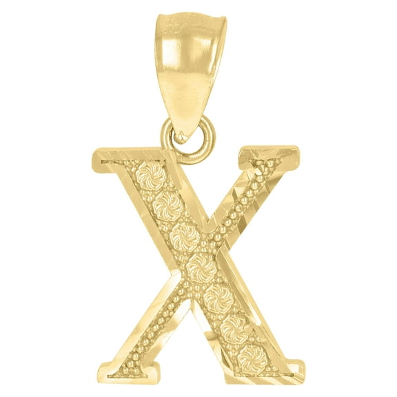 10k Yellow Gold Unisex Initial X Alphabet Charm Pendant