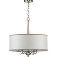 thumbnail image 1 of Progress Durrell 4-Light Chandelier in Brushed Nickel with Linen Drum Shade, 1 of 2