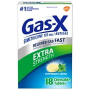Gas-X Extra Strength Chewable Gas Relief Tablets with Simethicone 125 mg, Peppermint Creme - 18 Count