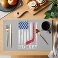 thumbnail image 2 of Gray American Flag Placemats Set of 4, Abstract Red Hockey Stripes Us Flag Placemats for Dining Table, Place Mats for Kitchen Tabletop, Waterproof Wipeable Dining Table Mats Set, 2 of 9