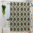thumbnail image 6 of Abstract Floral Shower Curtain, Vintage Turquoise Moroccan Geometric Art Waterproof Shower Curtain Set with 12 Hooks Lightweight Bath Curtains Fabric Bathroom Decor 72x78 Inches, 6 of 9