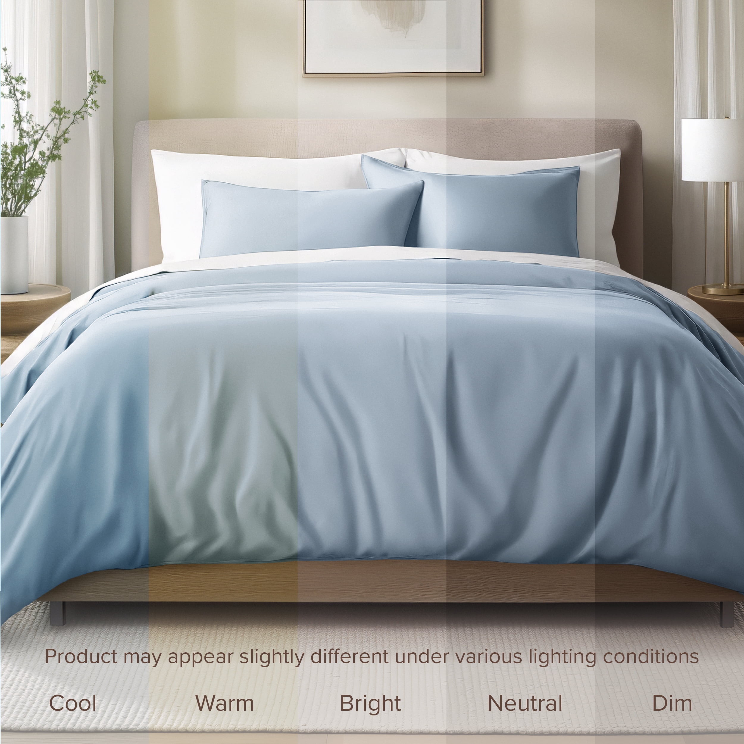 Bare Home Organic Cotton Duvet Cover Set - 400 Thread Count - Sateen Weave - Twin/Twin XL, Dusty Blue, 2-Pieces