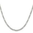 thumbnail image 2 of 925 Sterling Silver Rhodium Plated 3mm Pave Flat Figaro Chain Necklace 16 Inch Chain Necklace for Women and Men, 2 of 2