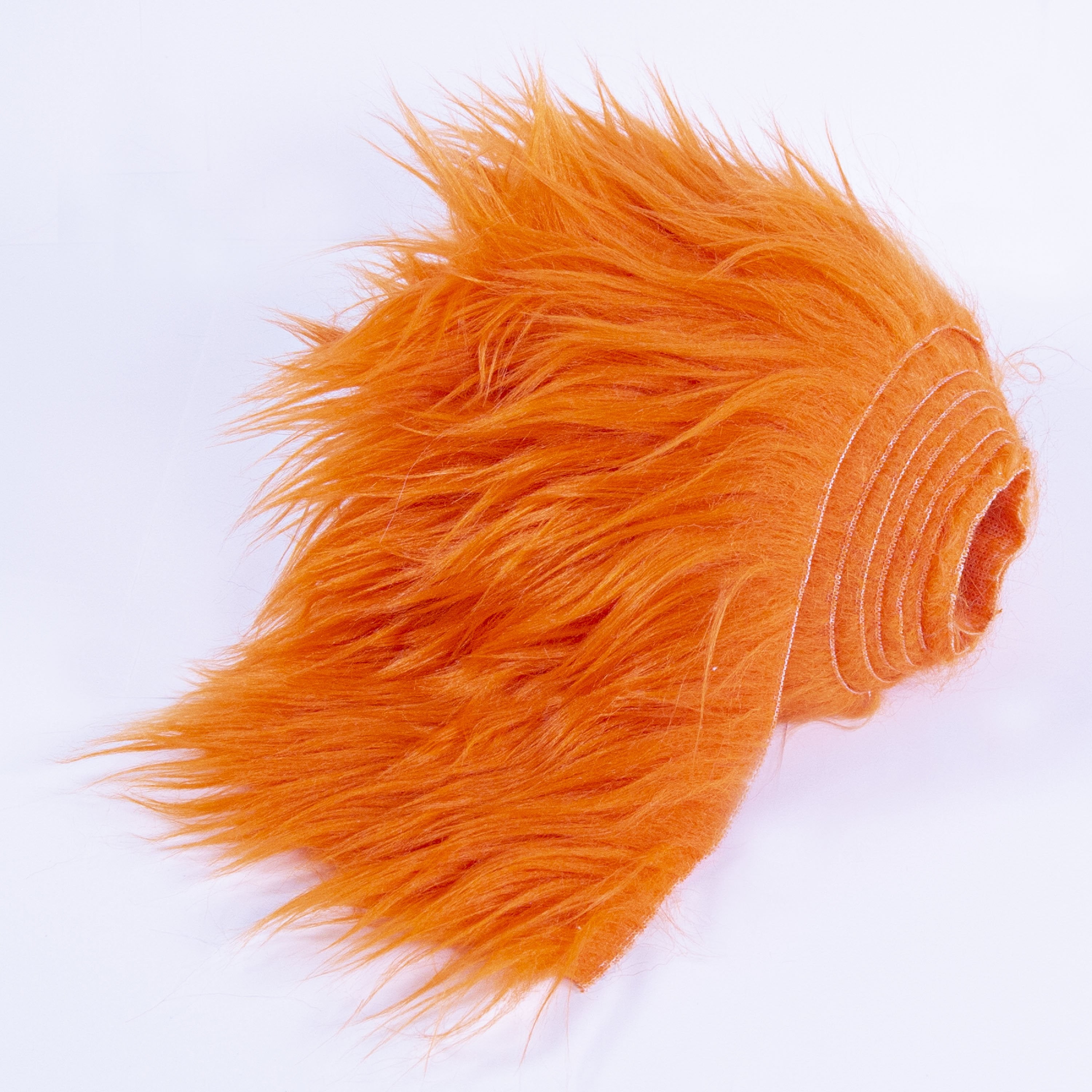 FabricLA Shaggy Faux Fur Fabric Trim 60 x 2 inch Ribbon Orange