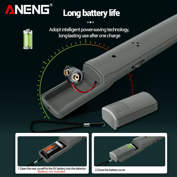 Détecteur de métaux portable Aneng Dispositif de détection de métaux  électronique portable Détecteur de métaux d'aéroport Tête pliable à 180 °  avec alertes lumineuses et sonores 