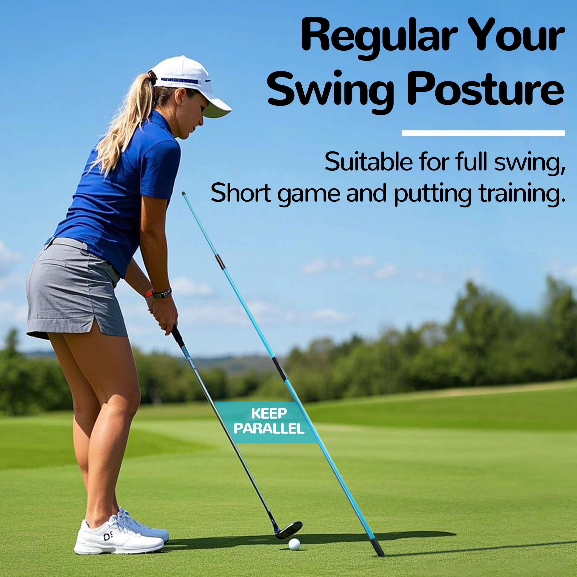 Signature Fitness 48" Collapsible Golf Alignment Sticks, 2-Pack Golf Swing Trainer & Practice Rods,Blue