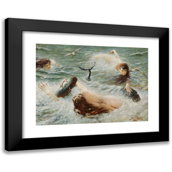 Benes Knüpfer 14x11 Black Modern Framed Museum Art Print Titled - Playing Nymphs