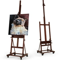 VISWIN Large Wooden H-Frame Easel 53"- 91 "H, Hold Canvas up to 78"-Walnut