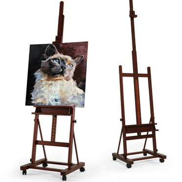 VISWIN Large Wooden H-Frame Easel 53"- 91 "H, Hold Canvas up to 78"-Walnut