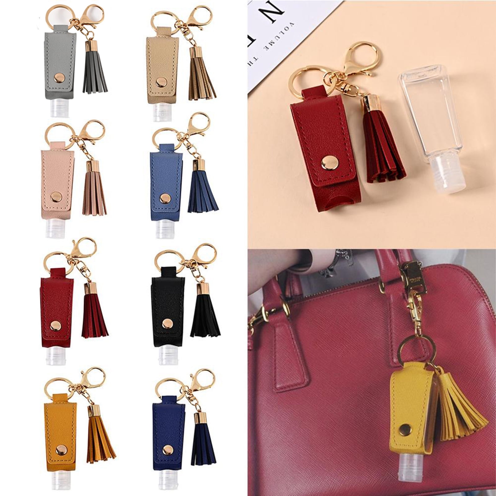 Cute PU Leather Tassel Key Ring Handbag Purse Bag Charm Pendant Accessories YU 