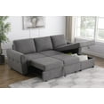 thumbnail image 4 of Samantha Upholstered Storage Sleeper Sectional Sofa Grey, 4 of 14