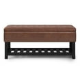 thumbnail image 5 of Simpli Home Lomond 43" Wd. Storage Ottoman Bench in Distressed Saddle Brown Faux Leather, 5 of 6
