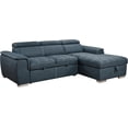 thumbnail image 3 of Roomfitters 97" Convertible Sectional Sofa with Storage Chaise, Adjustable Headrests, Contemporary L-Shaped Sleeper Sofa with Pull-Out Bed, Stylish Living Room Furniture, Blue, 3 of 5