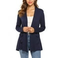 thumbnail image 5 of WTOBBY Women's Solid Color Long Sleeve Cardigan Sweater Coat Top Casual Open Front Cover Up With Pockets Lightweight Knit Spring Fall,Navy S, 5 of 5