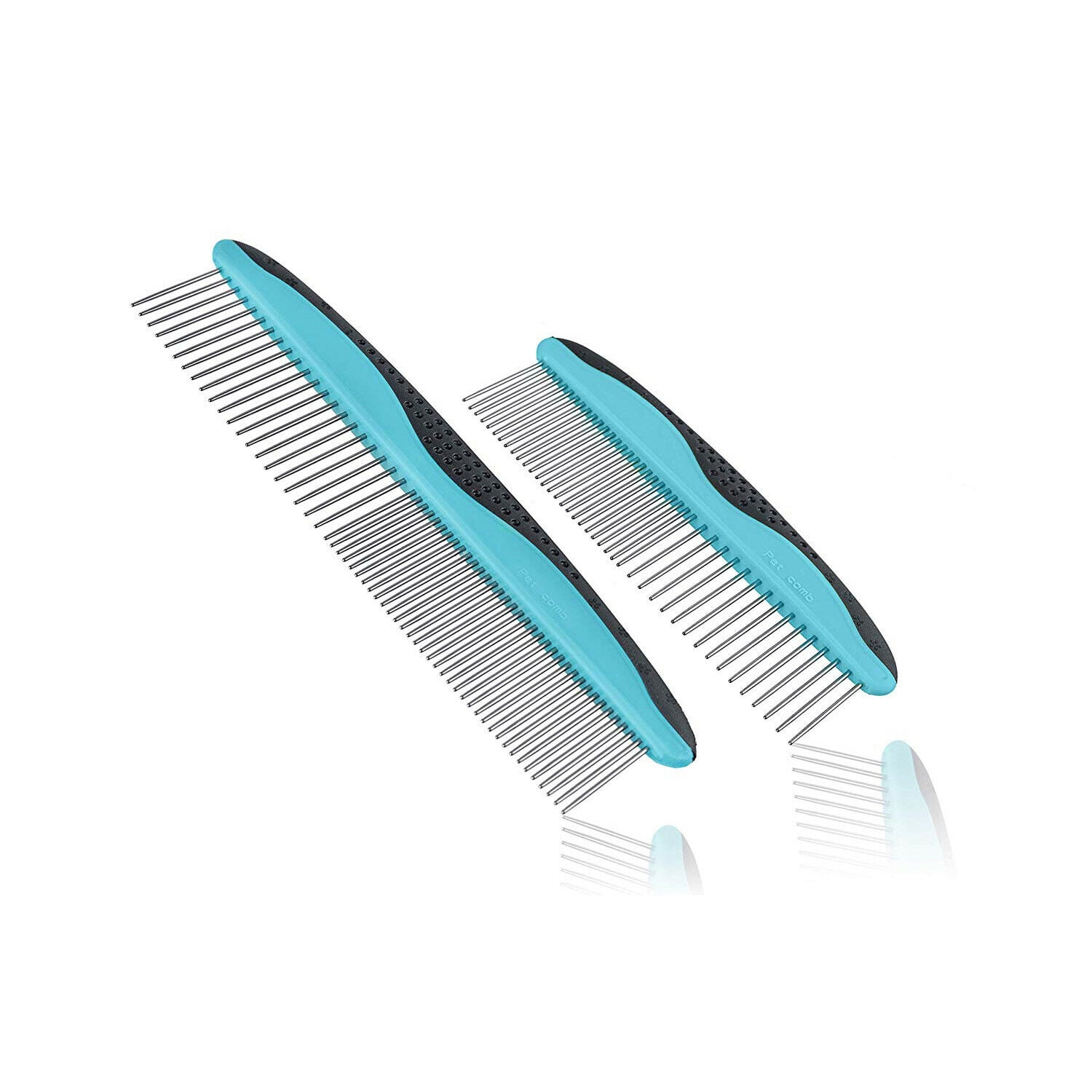 Pets First 2 Pack Pet Combs Small & Large Anti-Slip Grip Comb for Dogs and Cats