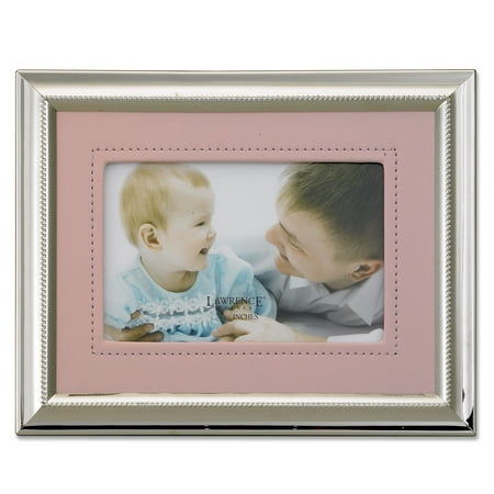 Silver Plated 4x6 Metal Picture Frame - Pink Faux Leather Mat