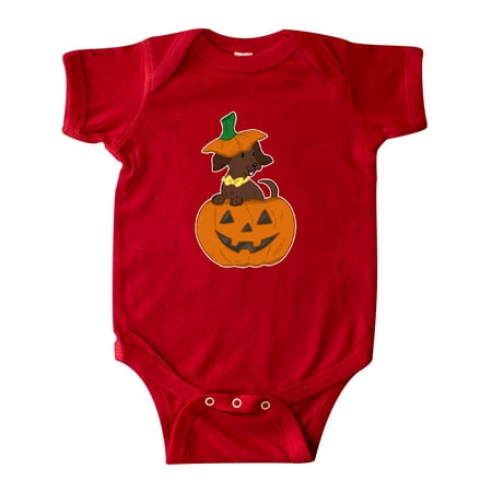 

Inktastic Halloween Dachshund in Pumpkin Gift Baby Boy or Baby Girl Bodysuit